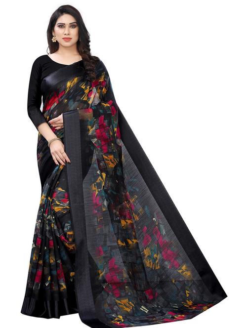 floral printed saree with blouse - 19199405 - Very Small Image - 1