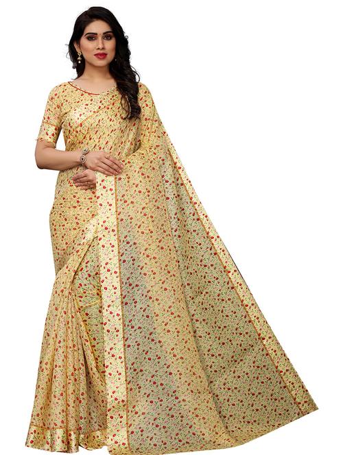 floral printed saree with blouse - 19199406 - Very Small Image - 1