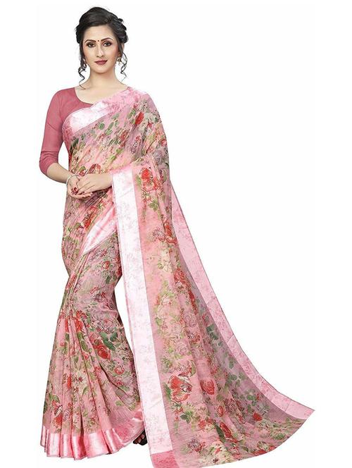floral printed saree with blouse - 19199424 - Very Small Image - 1