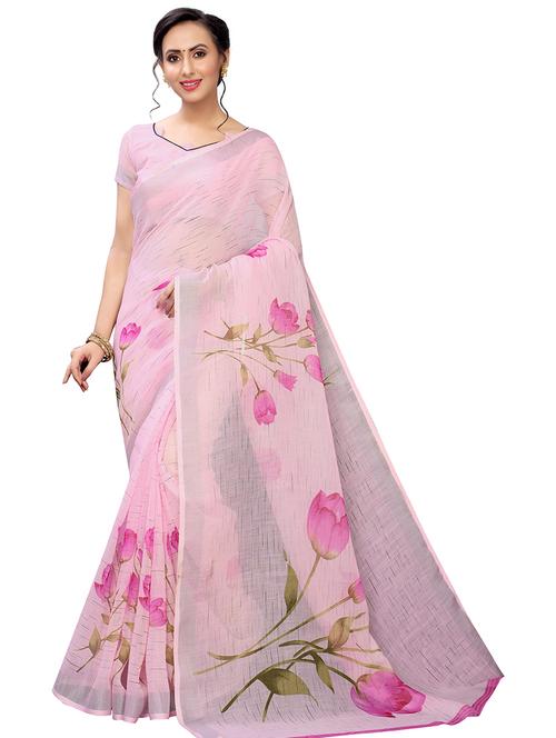 floral printed saree with blouse - 19199454 - Very Small Image - 1