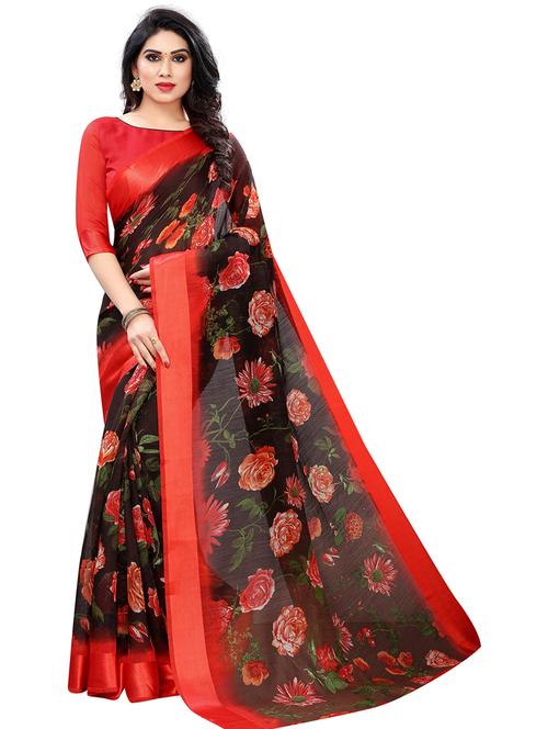 floral printed saree - 19199461 - Very Small Image - 1