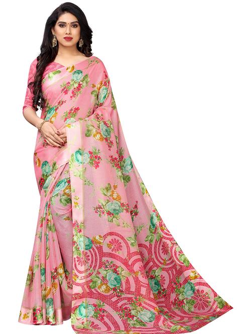 floral printed saree with blouse - 19199481 - Very Small Image - 1