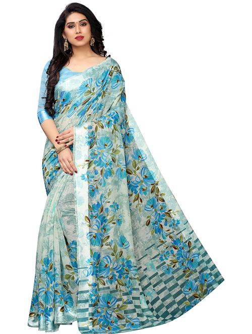 floral printed saree with blouse - 19199487 - Very Small Image - 1