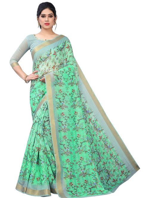floral printed saree with blouse - 19199498 - Very Small Image - 1
