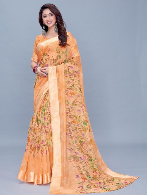 floral printed saree - 19199531 - Very Small Image - 1