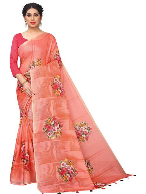 floral printed saree with blouse - 19199547 - Very Small Image - 1