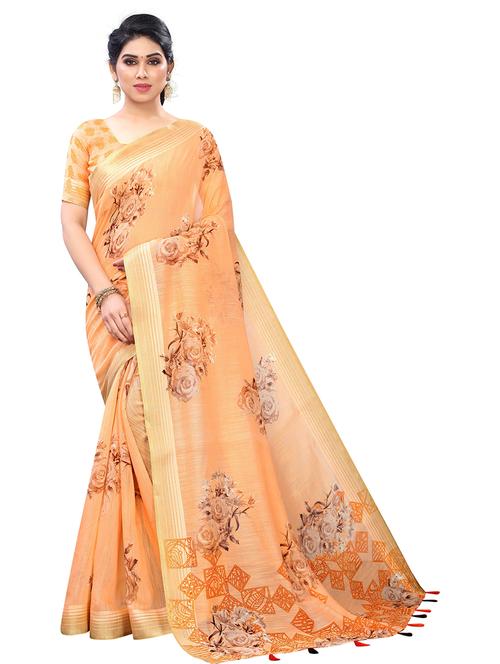floral printed saree with blouse - 19199548 - Very Small Image - 1
