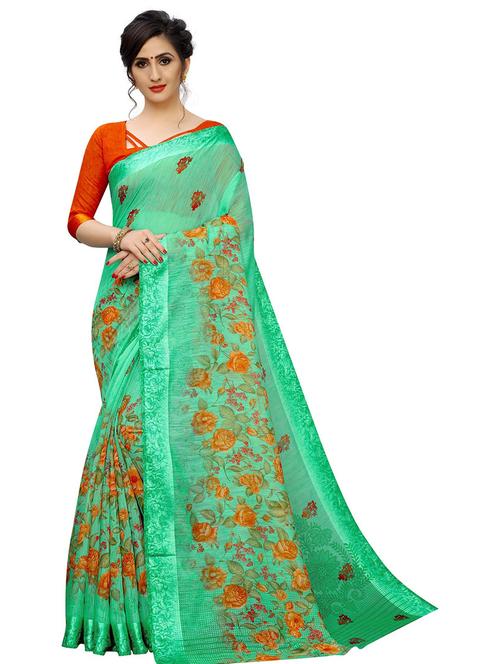 floral printed saree with blouse - 19199559 - Very Small Image - 1