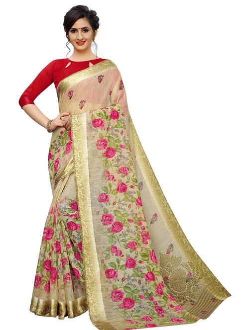 floral printed saree - 19199560 - Very Small Image - 1