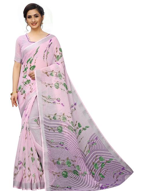 floral printed saree with blouse - 19199562 - Very Small Image - 1