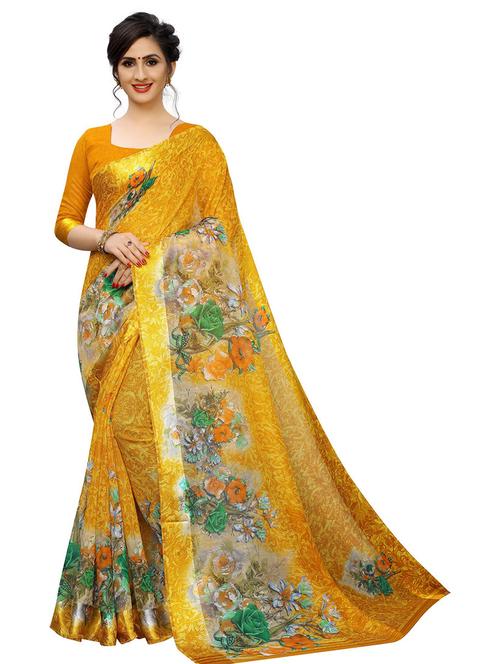 floral printed saree with blouse - 19199573 - Very Small Image - 1