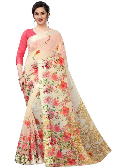 floral printed saree - 19199590 - Very Small Image - 1