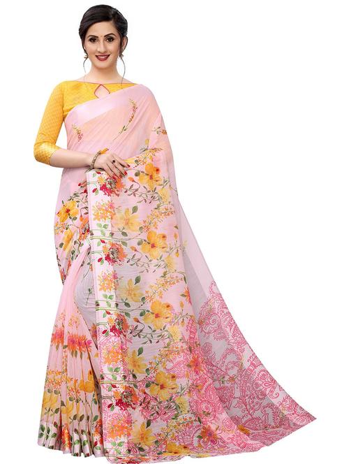 floral printed saree with blouse - 19199591 - Very Small Image - 1