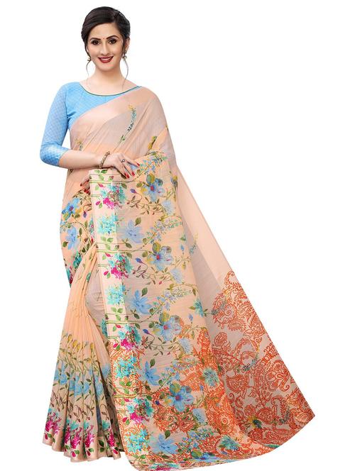 floral printed saree - 19199592 - Very Small Image - 1