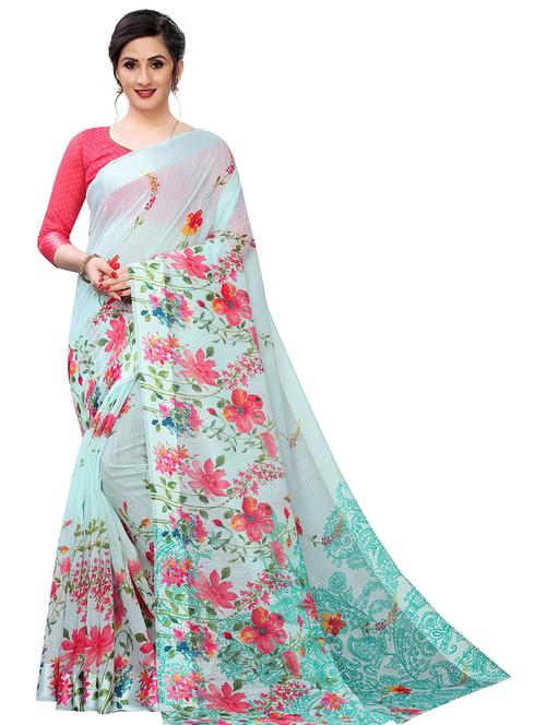 floral printed saree - 19199593 - Very Small Image - 1