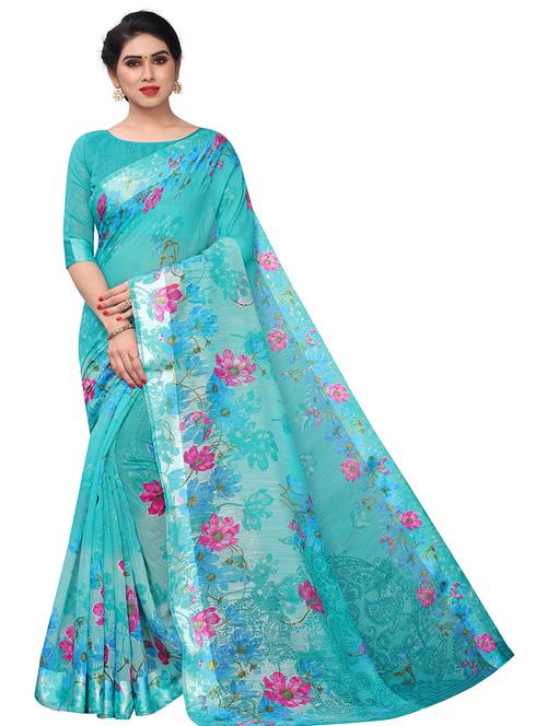 floral printed saree - 19199594 - Very Small Image - 1