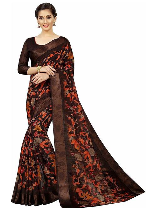 floral printed saree with blouse - 19199601 - Very Small Image - 1