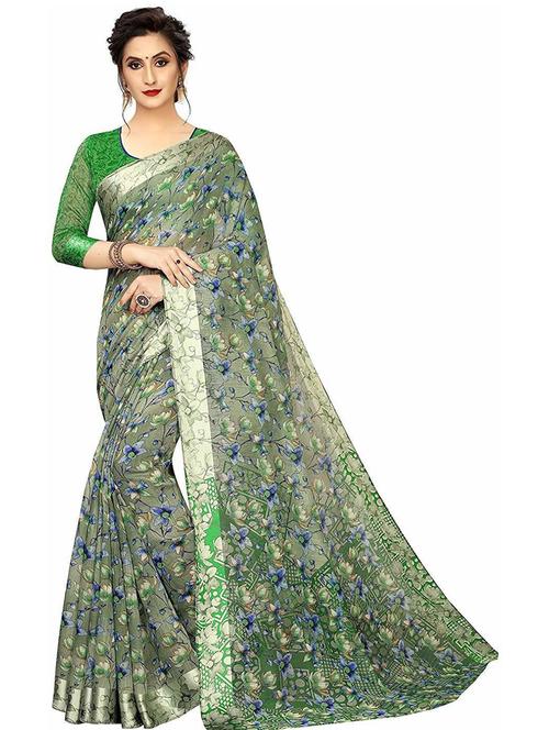 floral printed saree with blouse - 19199616 - Very Small Image - 1
