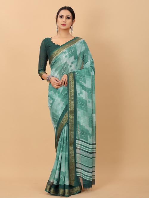 floral printed saree - 19199668 - Very Small Image - 1