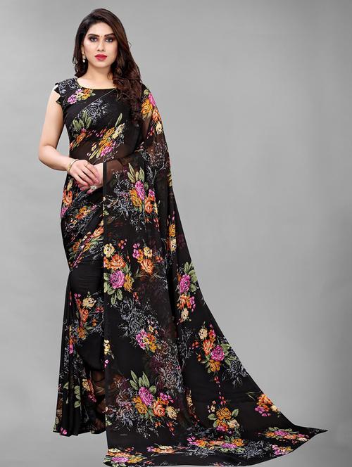 floral printed saree with blouse - 19199698 - Very Small Image - 1