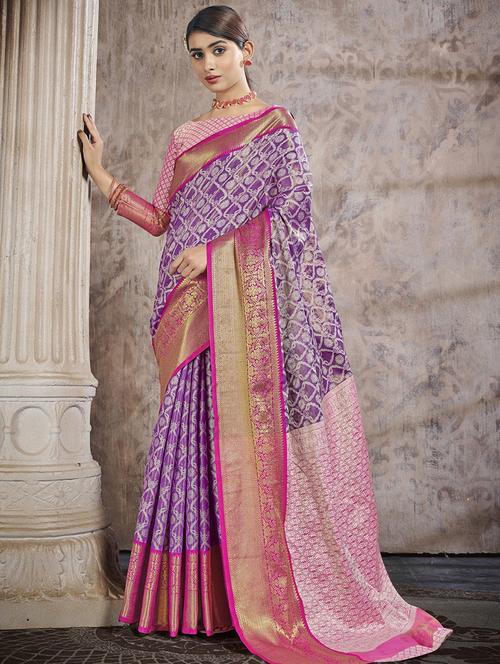 self design woven saree with blouse - 19199707 - Very Small Image - 1