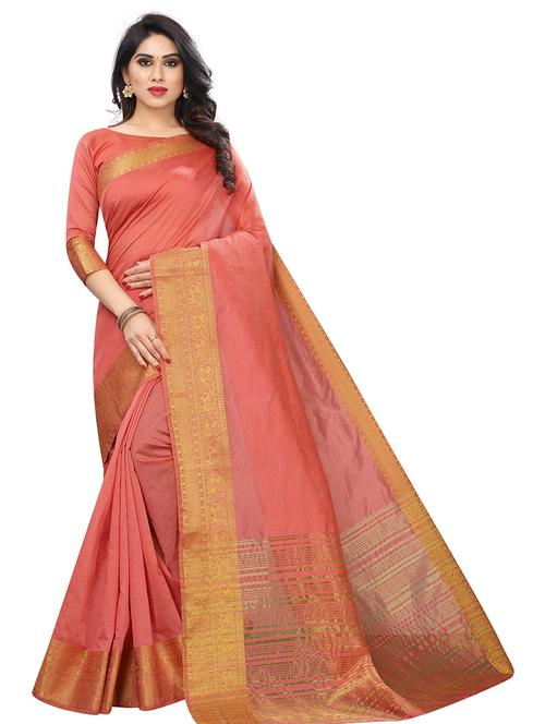 self design woven saree with blouse - 19199731 - Very Small Image - 1