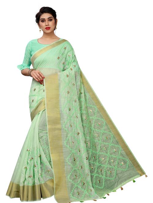 embroidered woven saree with blouse - 19199749 - Very Small Image - 1