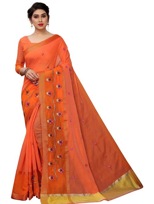 embroidered woven saree with blouse - 19199768 - Very Small Image - 1
