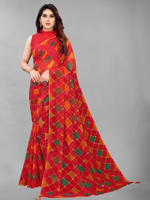 check printed saree - 19199785 - Very Small Image - 1