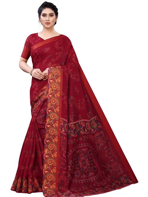 floral printed saree with blouse - 19199821 - Very Small Image - 1