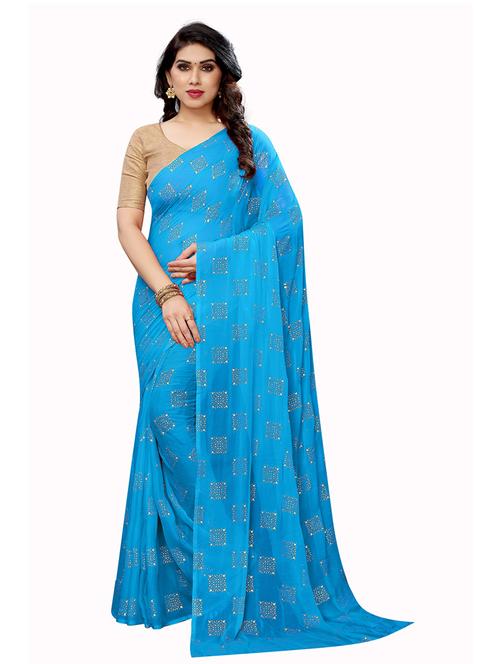 foil printed saree with blouse - 19199832 - Very Small Image - 1