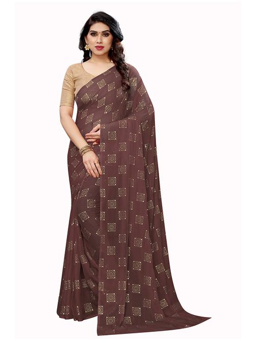 foil printed saree - 19199838 - Very Small Image - 1