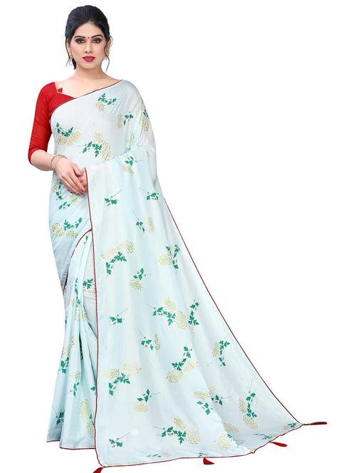 floral printed saree with blouse - 19199848 - Very Small Image - 1