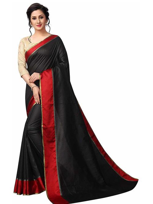solid bordered saree with blouse - 19199862 - Very Small Image - 1