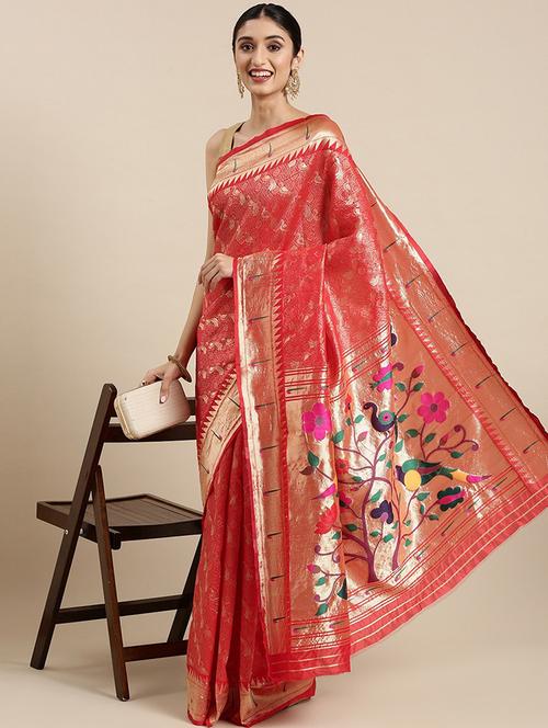 self design kanjivaram saree with blouse - 19199937 - Very Small Image - 1