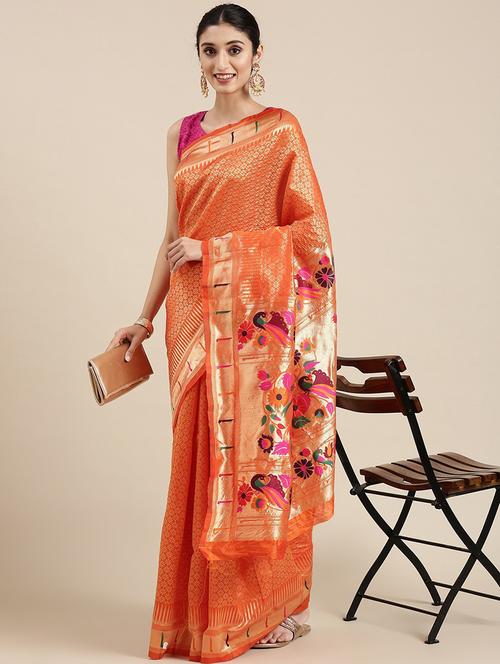 self design kanjivaram saree with blouse - 19199938 - Very Small Image - 1