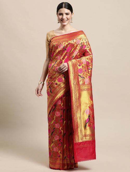 self design kanjivaram saree with blouse - 19199948 - Very Small Image - 1