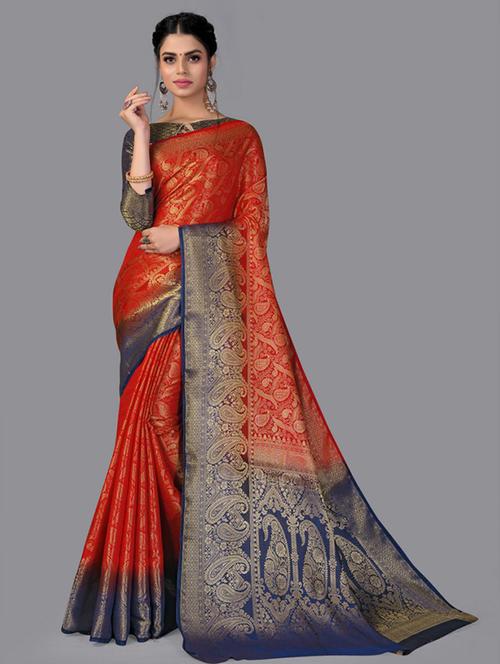 self design kanjivaram saree with blouse - 19200023 - Very Small Image - 1