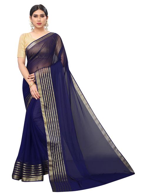solid bordered saree with blouse - 19200058 - Very Small Image - 1