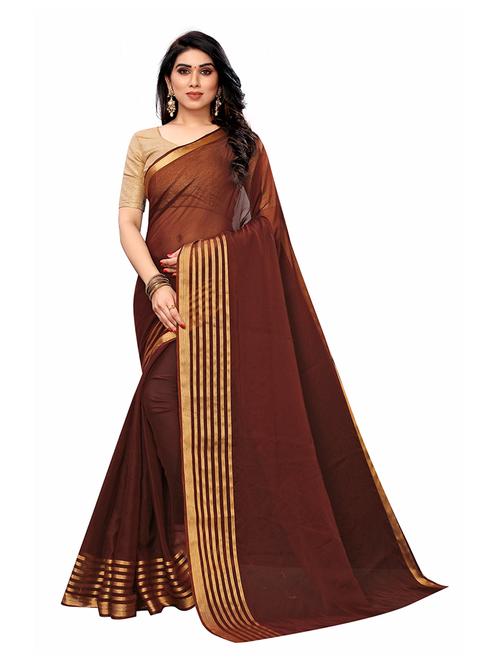 solid bordered saree - 19200062 - Very Small Image - 1