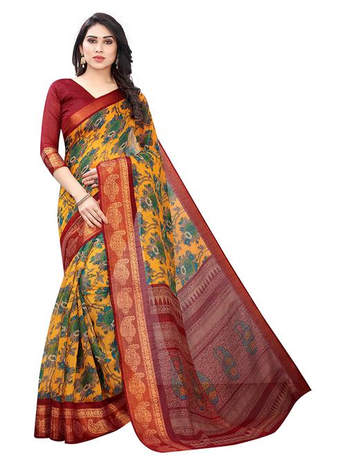 floral printed saree with blouse - 19200069 - Very Small Image - 1