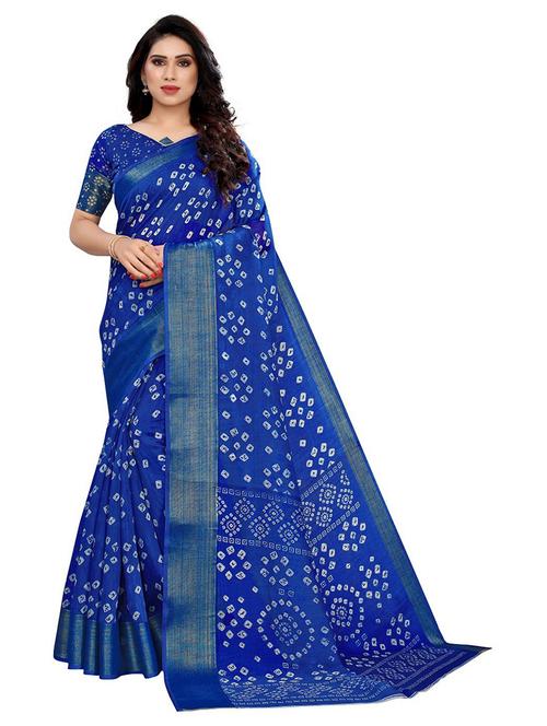 bandhani printed saree with blouse - 19200116 - Very Small Image - 1