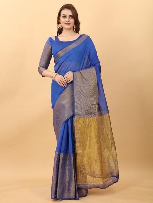 self design woven saree with blouse - 19200166 - Very Small Image - 1
