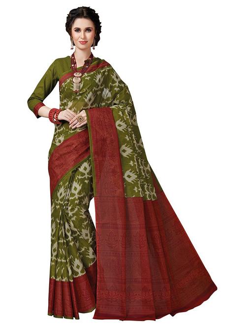 ikat printed saree with blouse - 19200260 - Very Small Image - 1