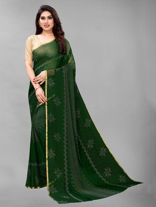 dark green sequin detailed set saree - 19200286 - Very Small Image - 1