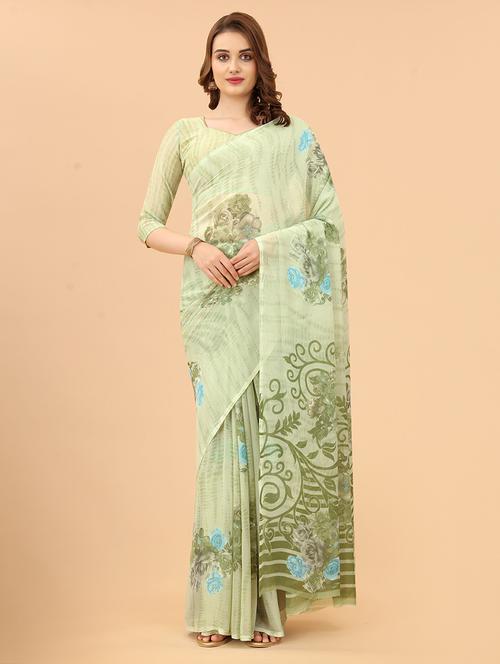 floral printed saree with blouse - 19200312 - Very Small Image - 1