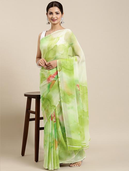 floral printed saree with blouse - 19200313 - Very Small Image - 1