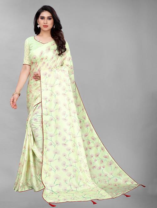 floral printed saree with blouse - 19200332 - Very Small Image - 1