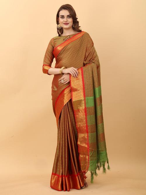 self design woven saree with blouse - 19200339 - Very Small Image - 1