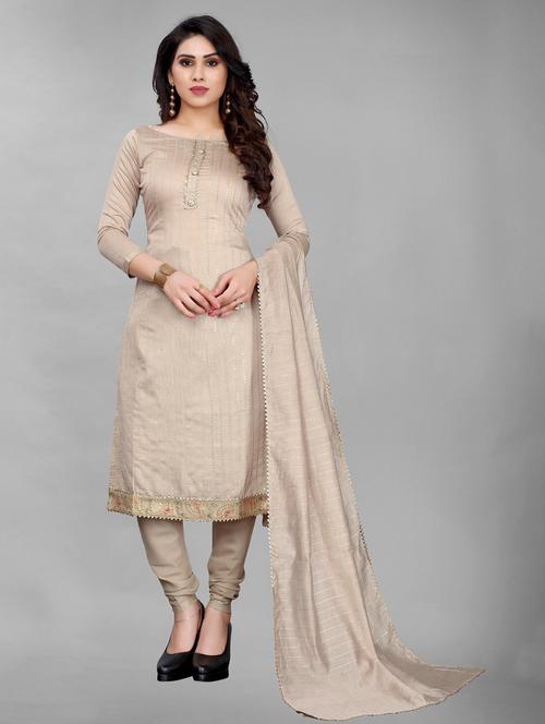 brown embellished unstitched ethnic suit - 19200587 - Very Small Image - 1